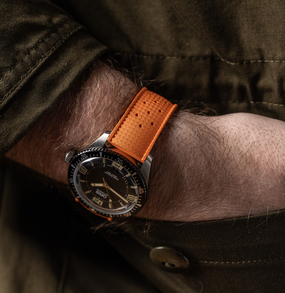 Tropical Retro Style FKM Rubber Quick Release Watch Straps Classic diamond-weave 