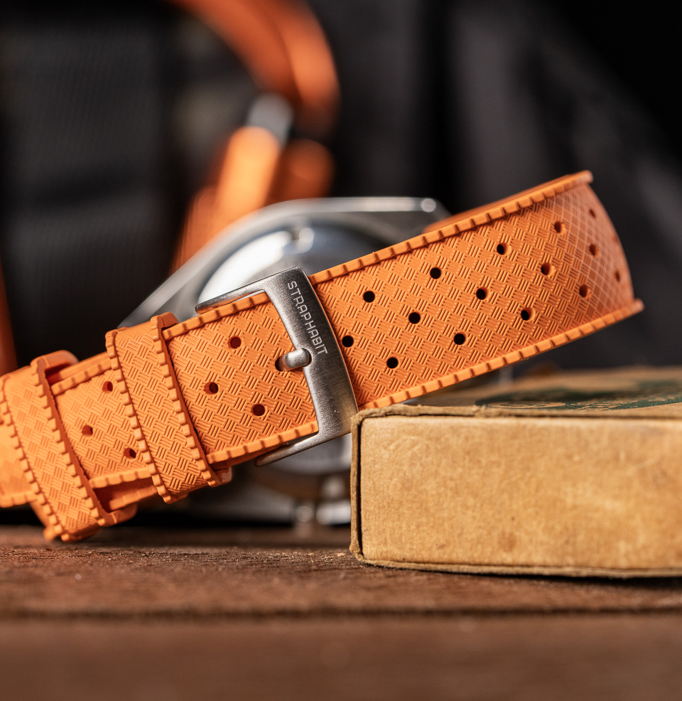 Tropical Retro Style FKM Rubber Quick Release Watch Straps 316L stainless steel