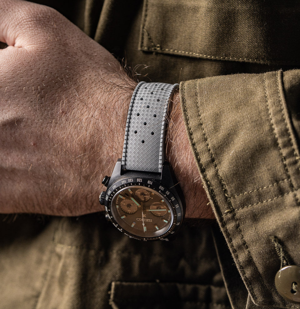 Tropical Retro Style FKM Rubber Quick Release Watch Straps Classic diamond-weave 