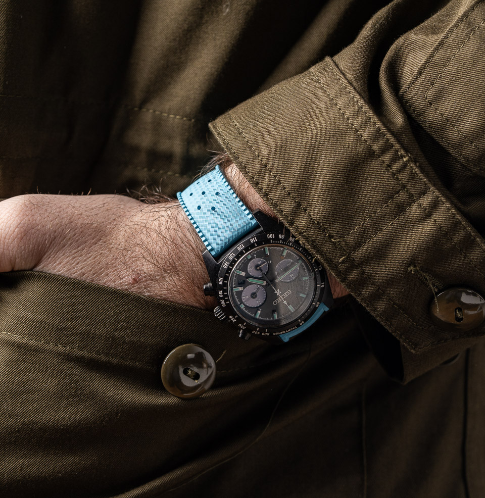 Tropical Retro Style FKM Rubber Quick Release Watch Straps Classic diamond-weave