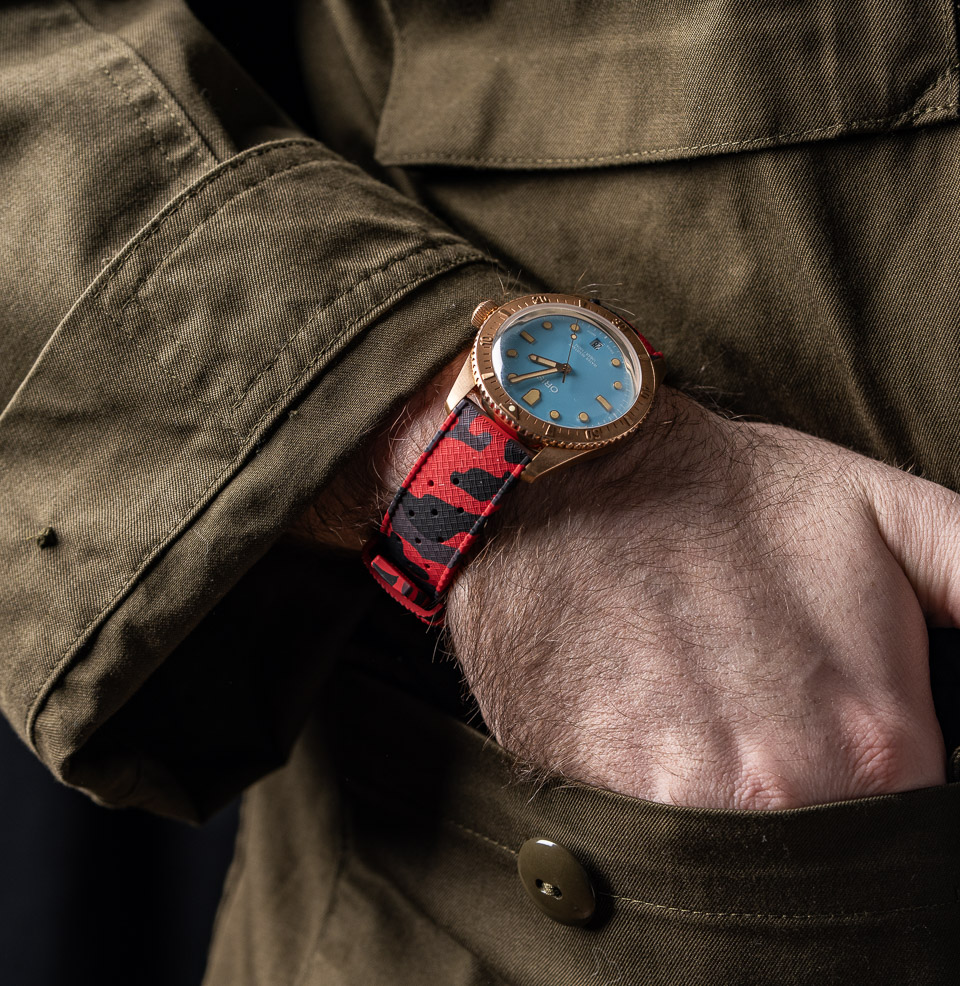 Tropical Retro Style FKM Rubber Quick Release Watch Straps Classic diamond-weave