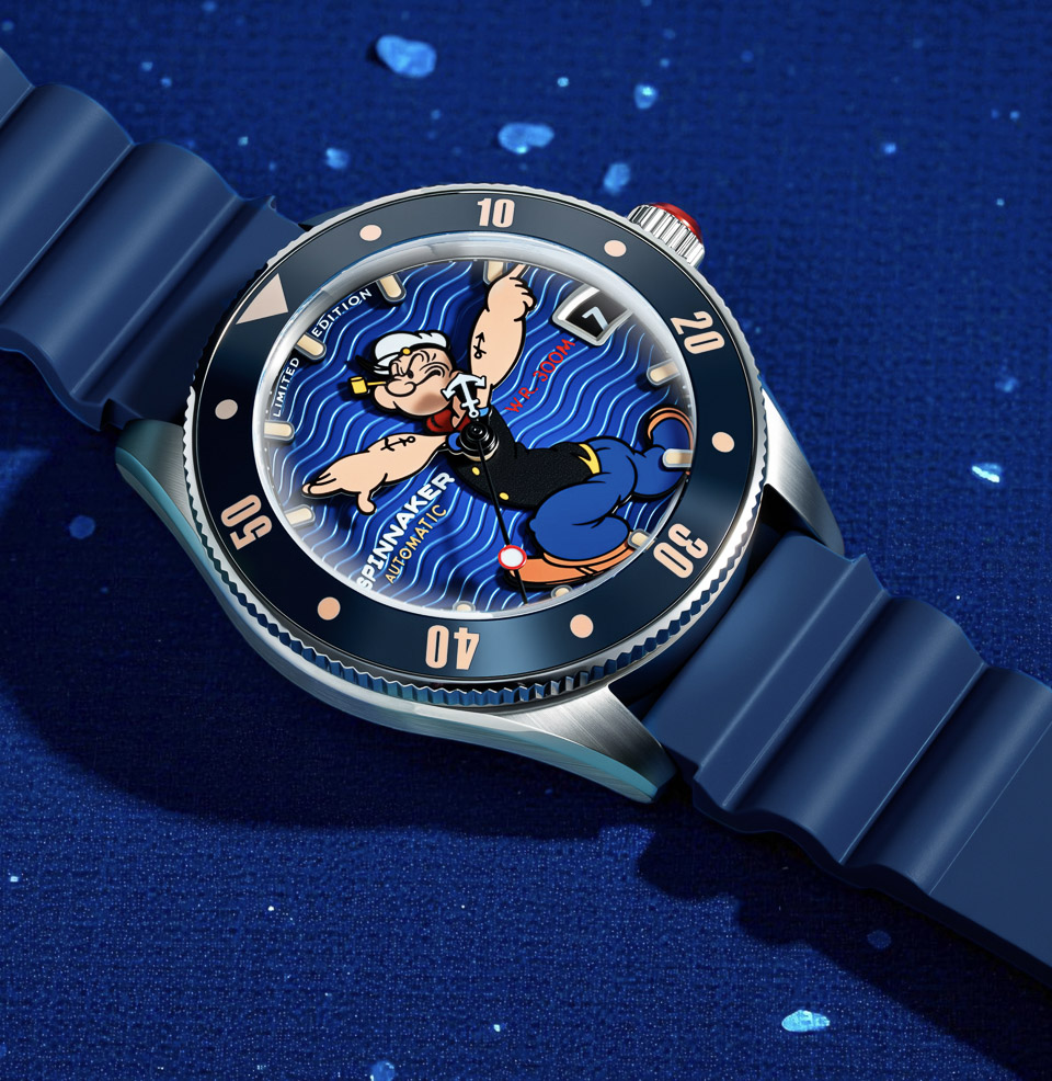 Spinnaker Challenger Automatic – Popeye “Anchor Arms” Limited Edition  Blue Rubber Strap