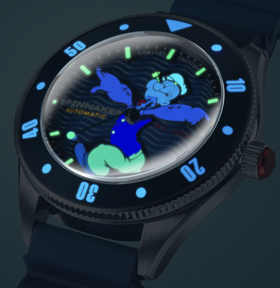 Spinnaker Challenger Automatic – Popeye “Anchor Arms” Limited Edition Lumed Dial Design