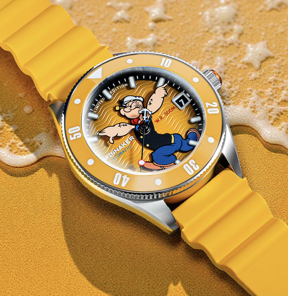Spinnaker Challenger Automatic – Popeye “Anchor Arms” Limited Edition Yellow Rubber Strap