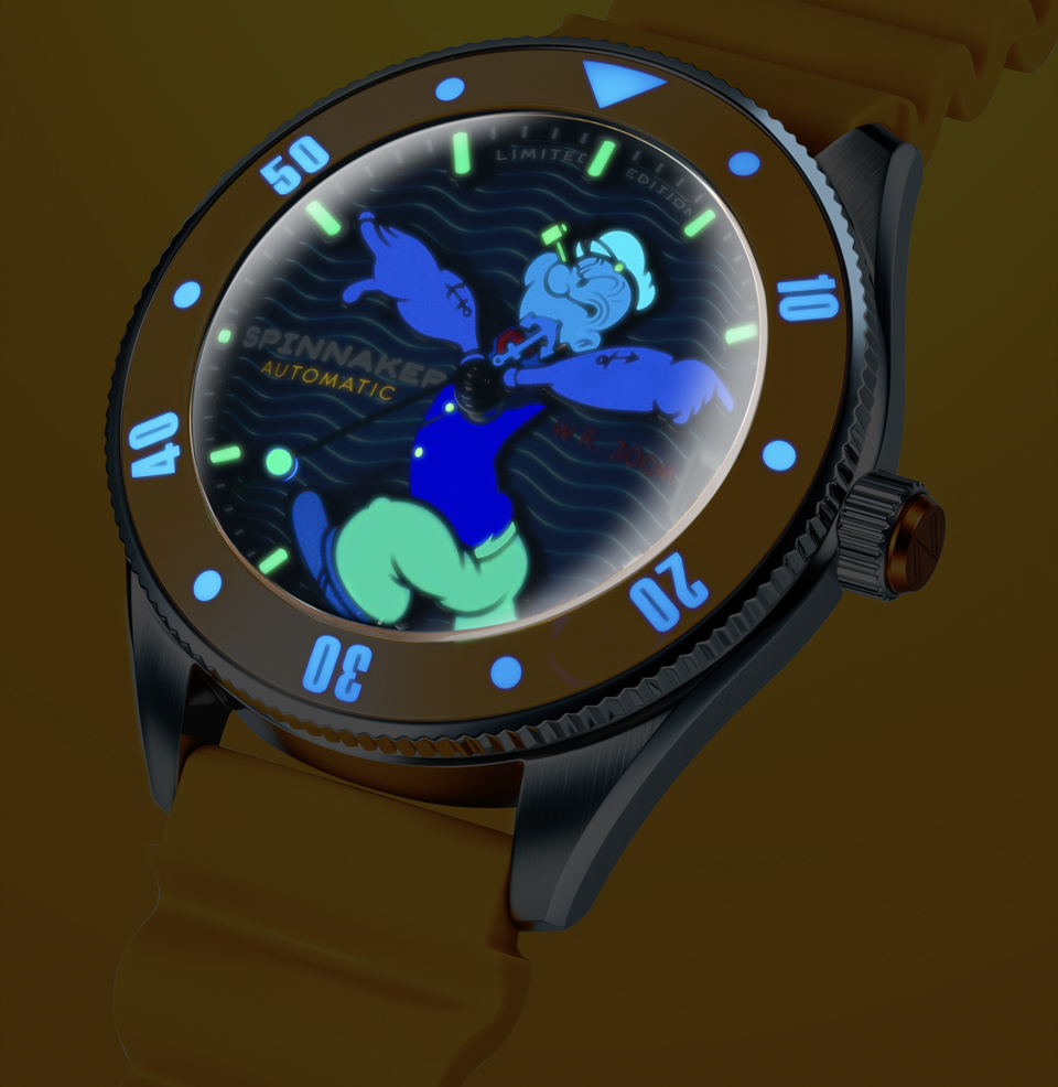 Spinnaker Challenger Automatic – Popeye “Anchor Arms” Limited Edition Lumed Dial Design