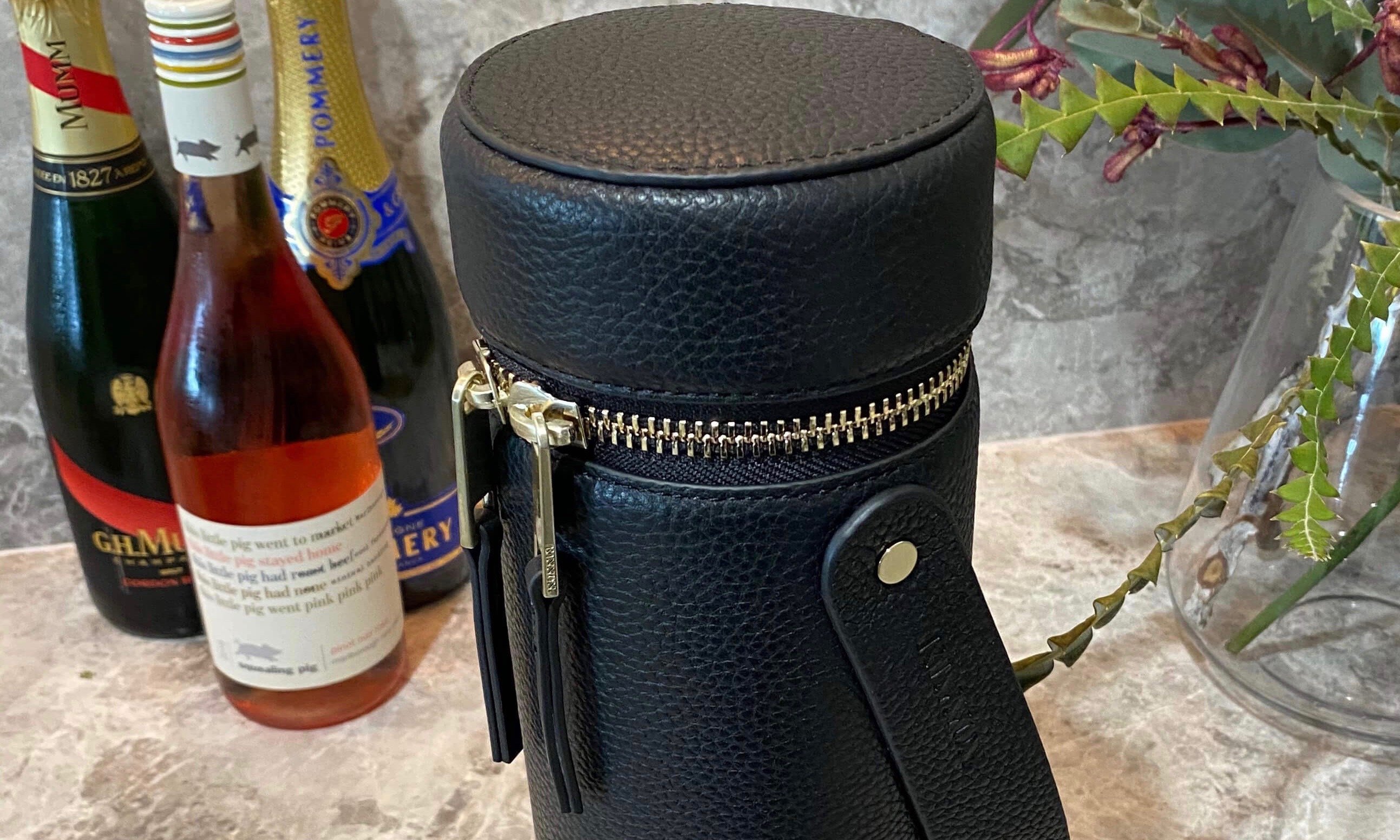 thumb-WINE CARRIER - LIGHT GOLD HARDWARE