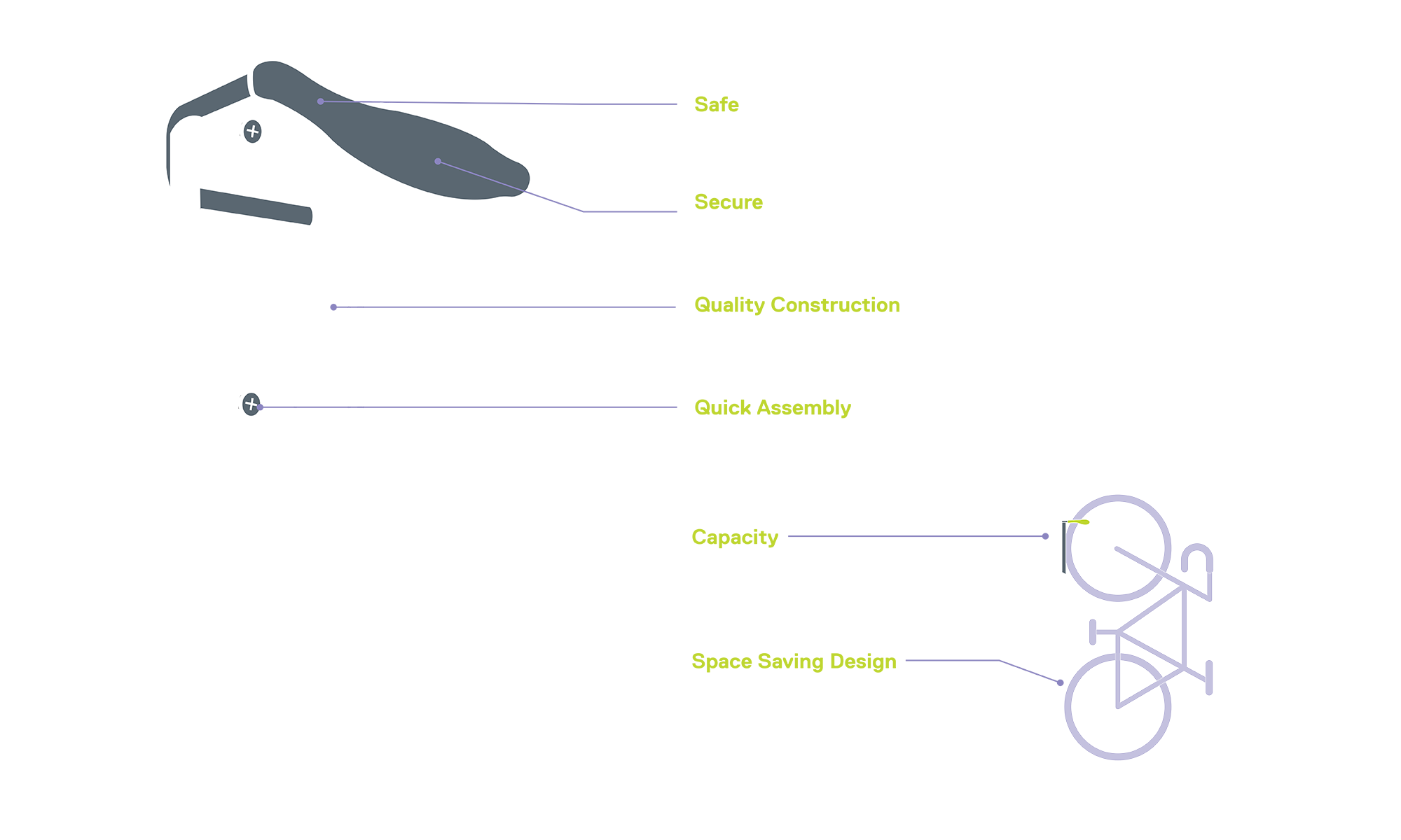 Single Bike Wall Mount Rack diagram