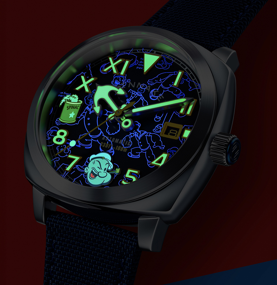 Spinnaker Hull California Automatic Popeye Sailors & Sweethearts Limited Edition Hidden UV Dial Accents