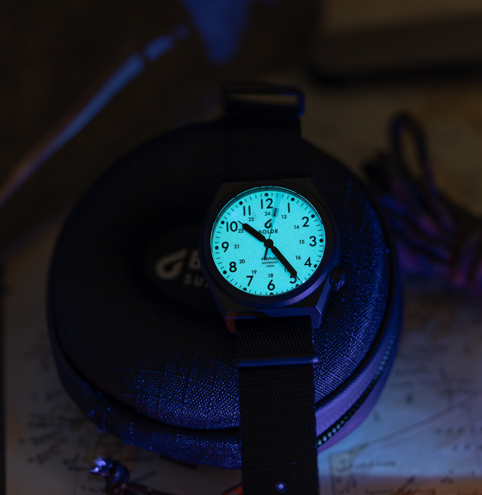 Boldr Supply Co. Venture Blue Moon Watch Full Lume