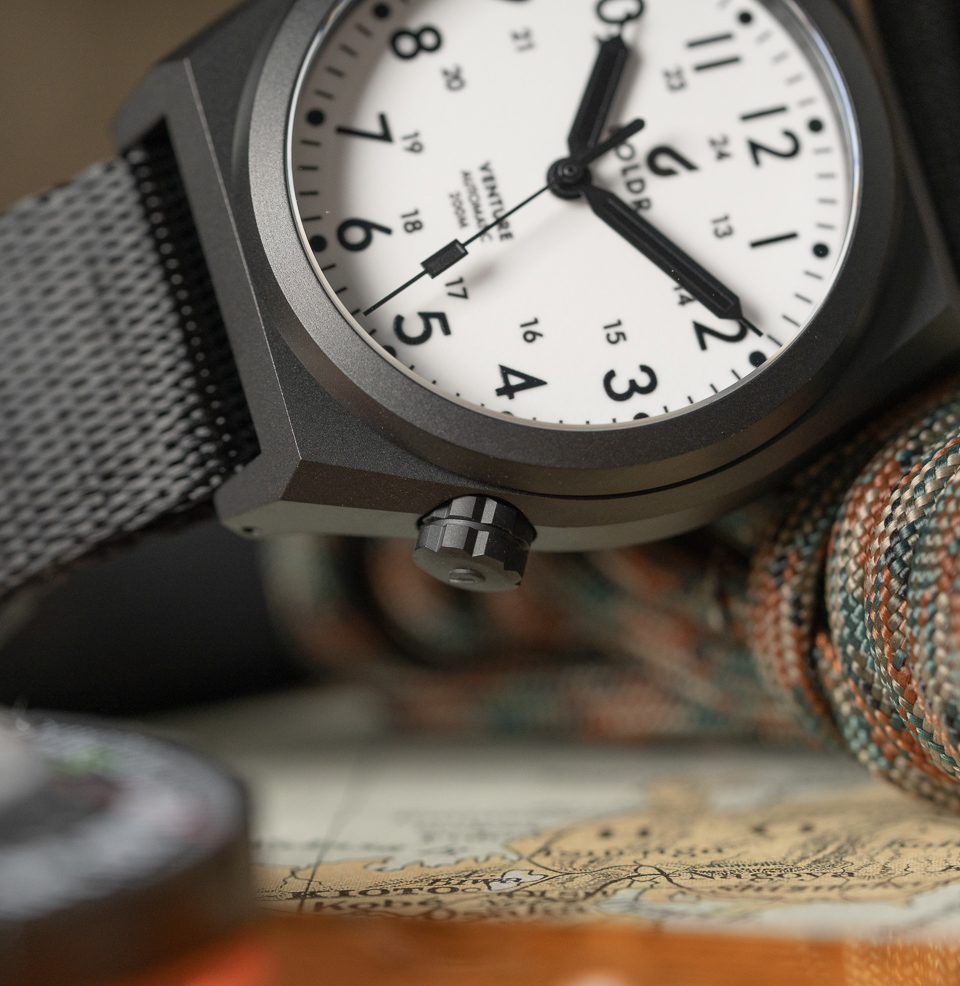 Boldr Supply Co. Venture Blue Moon Watch 4 o'clock crown