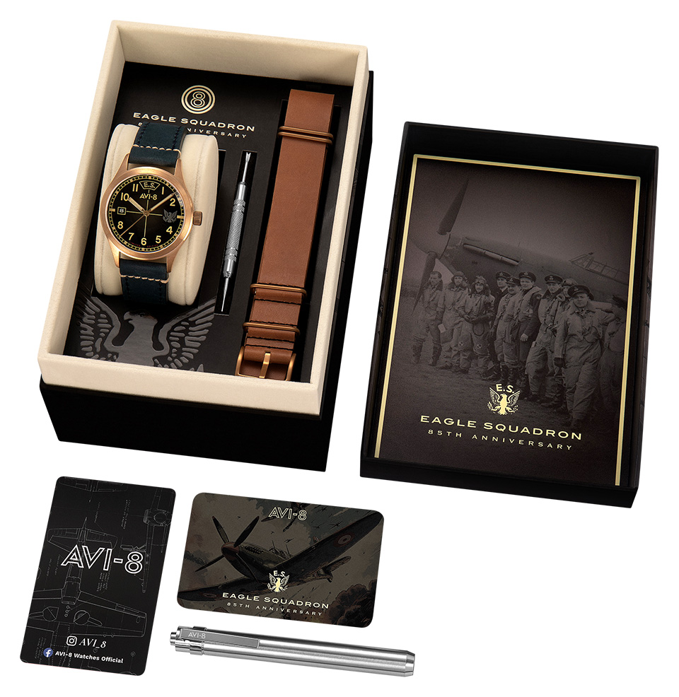 AVI-8 Flyboy Eagle Squadron Auto Bronze 85th Limited Edition Watches The Full Package