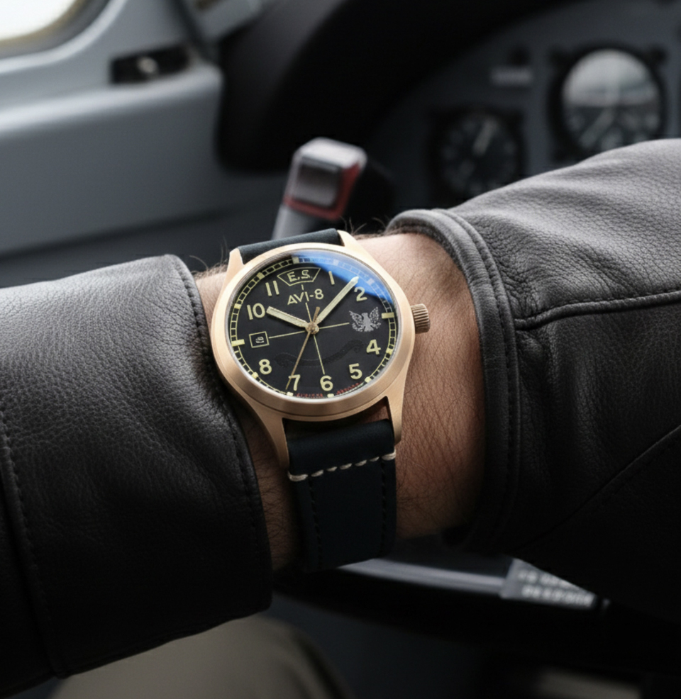 AVI-8 Flyboy Eagle Squadron Auto Bronze 85th Limited Edition Watches 39mm Bronze Case