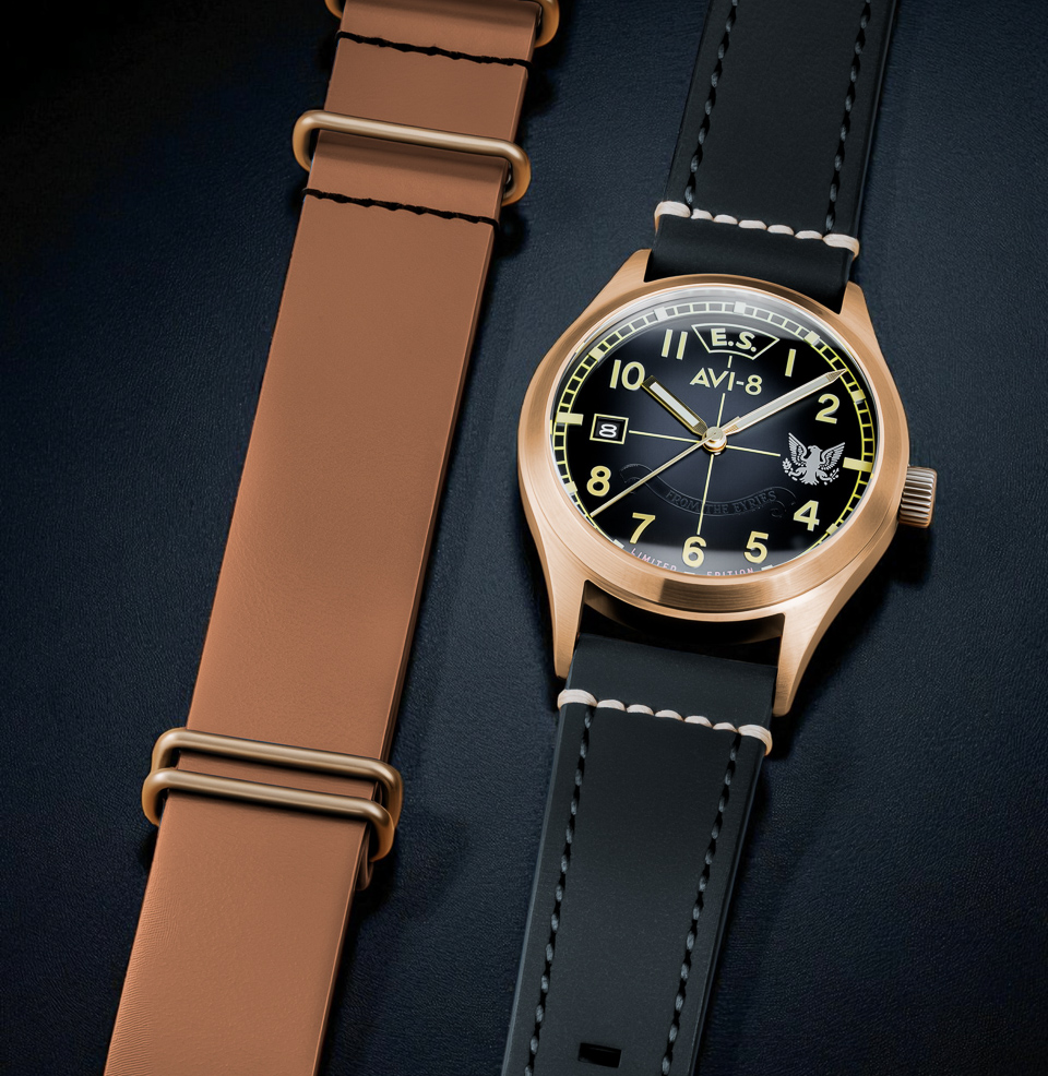AVI-8 Flyboy Eagle Squadron Auto Bronze 85th Limited Edition Watches Multiple Straps