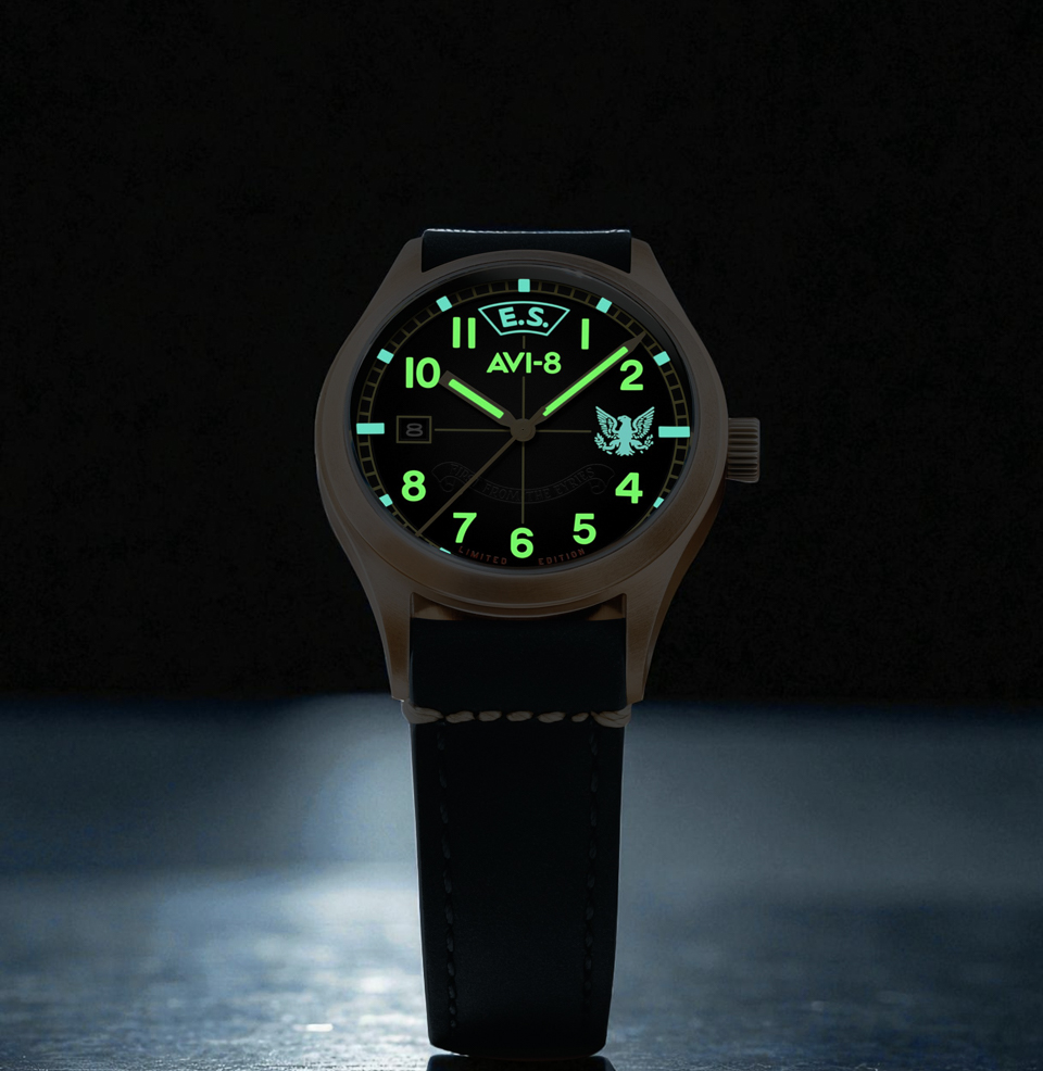 AVI-8 Flyboy Eagle Squadron Auto Bronze 85th Limited Edition Watches Lume Throughout
