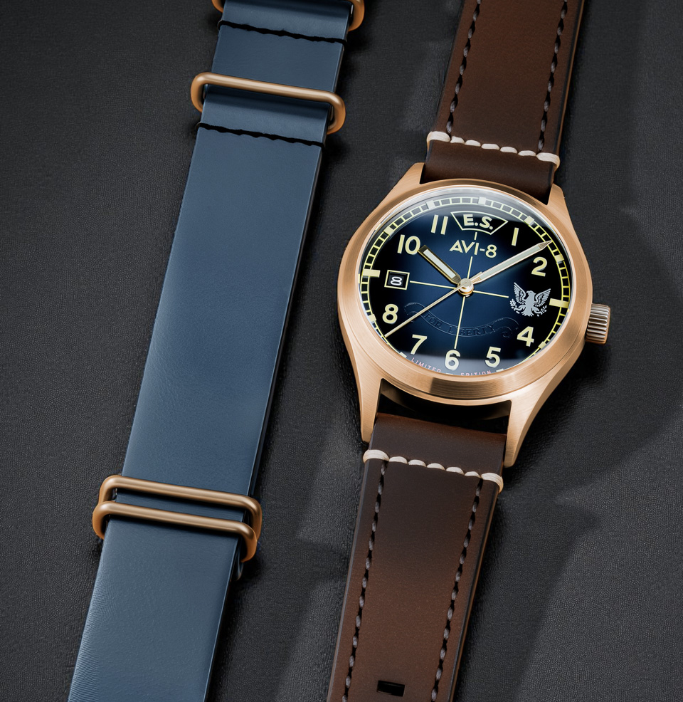 AVI-8 Flyboy Eagle Squadron Auto Bronze 85th Limited Edition Watches Multiple Straps