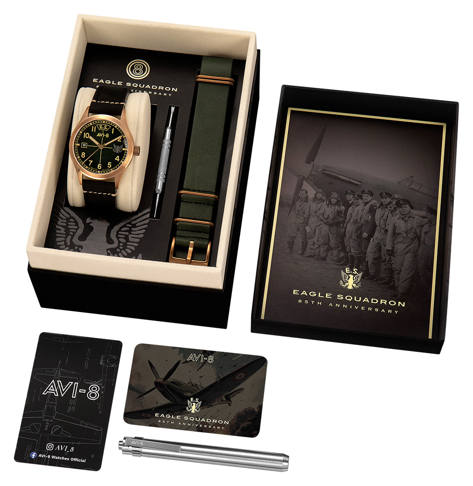 AVI-8 Flyboy Eagle Squadron Auto Bronze 85th Limited Edition Watches The Full Package