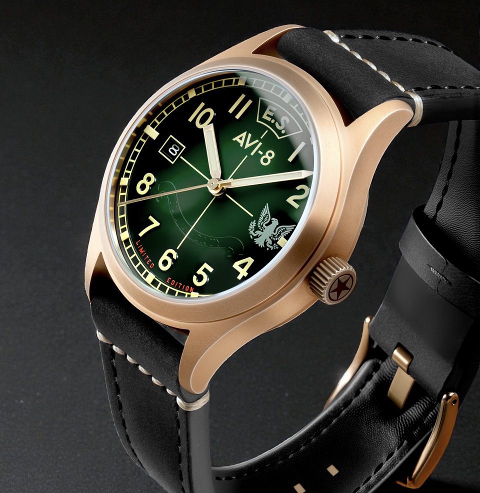 AVI-8 Flyboy Eagle Squadron Auto Bronze 85th Limited Edition Watches Eye‑catching