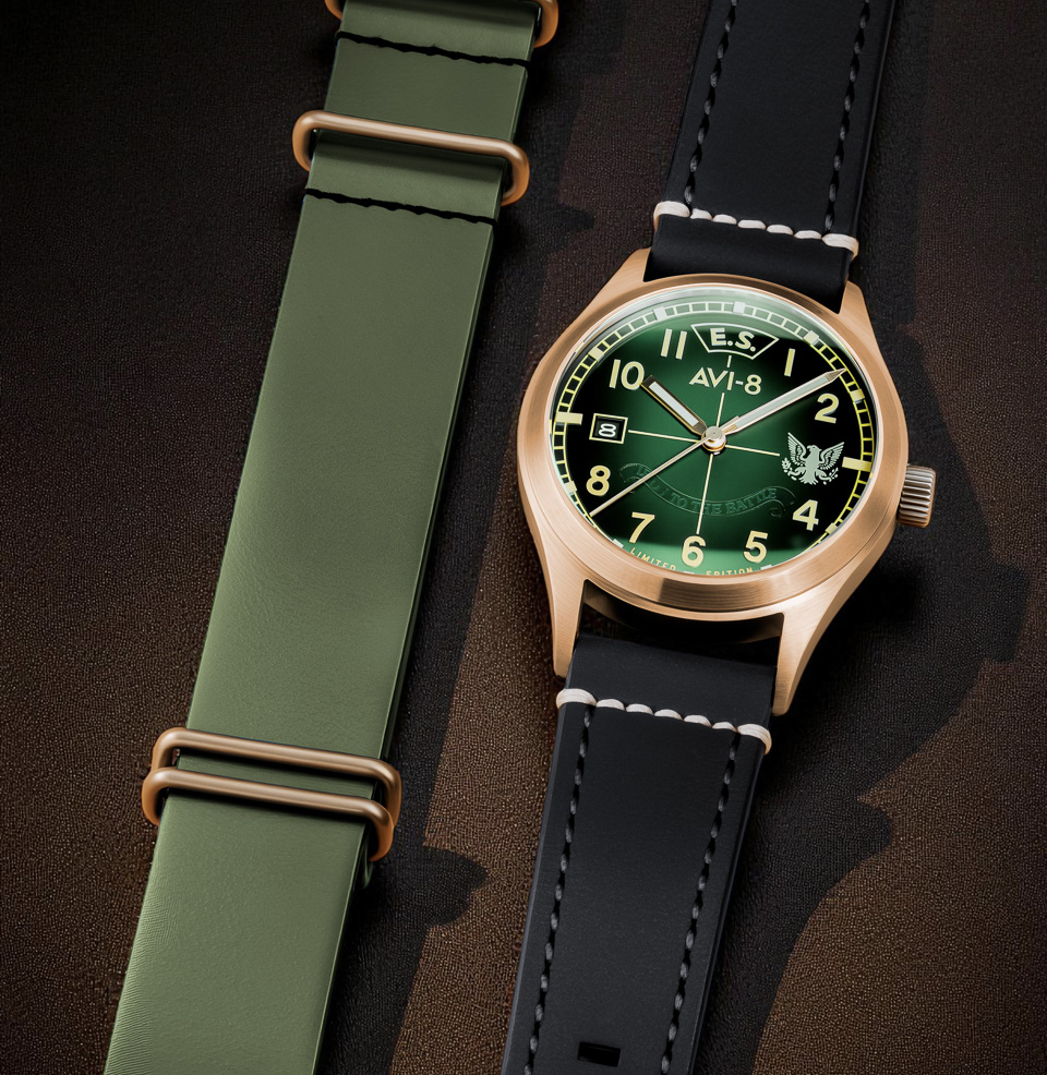 AVI-8 Flyboy Eagle Squadron Auto Bronze 85th Limited Edition Watches Multiple Straps