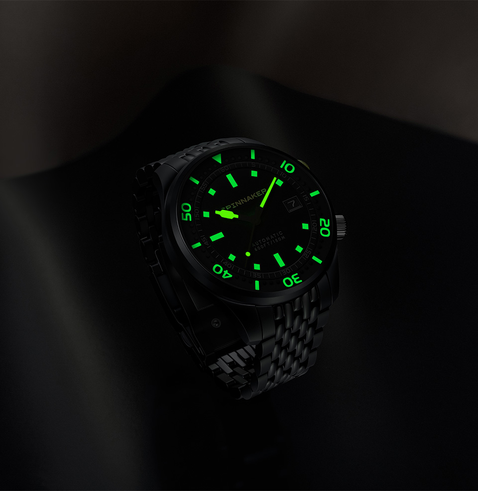 Bradner Automatic Noir Radiance Watch Luminous Internal Bezel