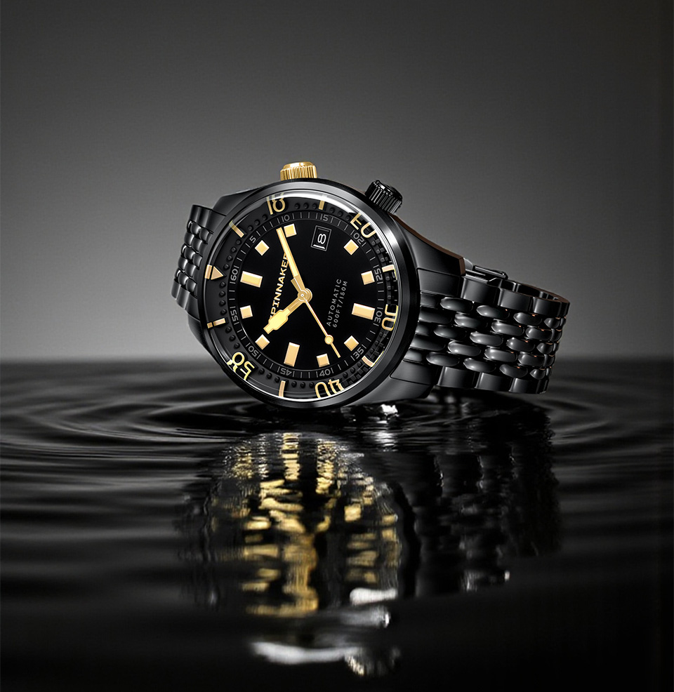 Bradner Automatic Noir Radiance Watch Vintage Compressor Design