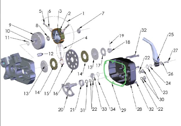 ENGINE CLUTCH & KICK LEVER