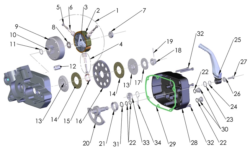 ENGINE CLUTCH & KICK LEVER
