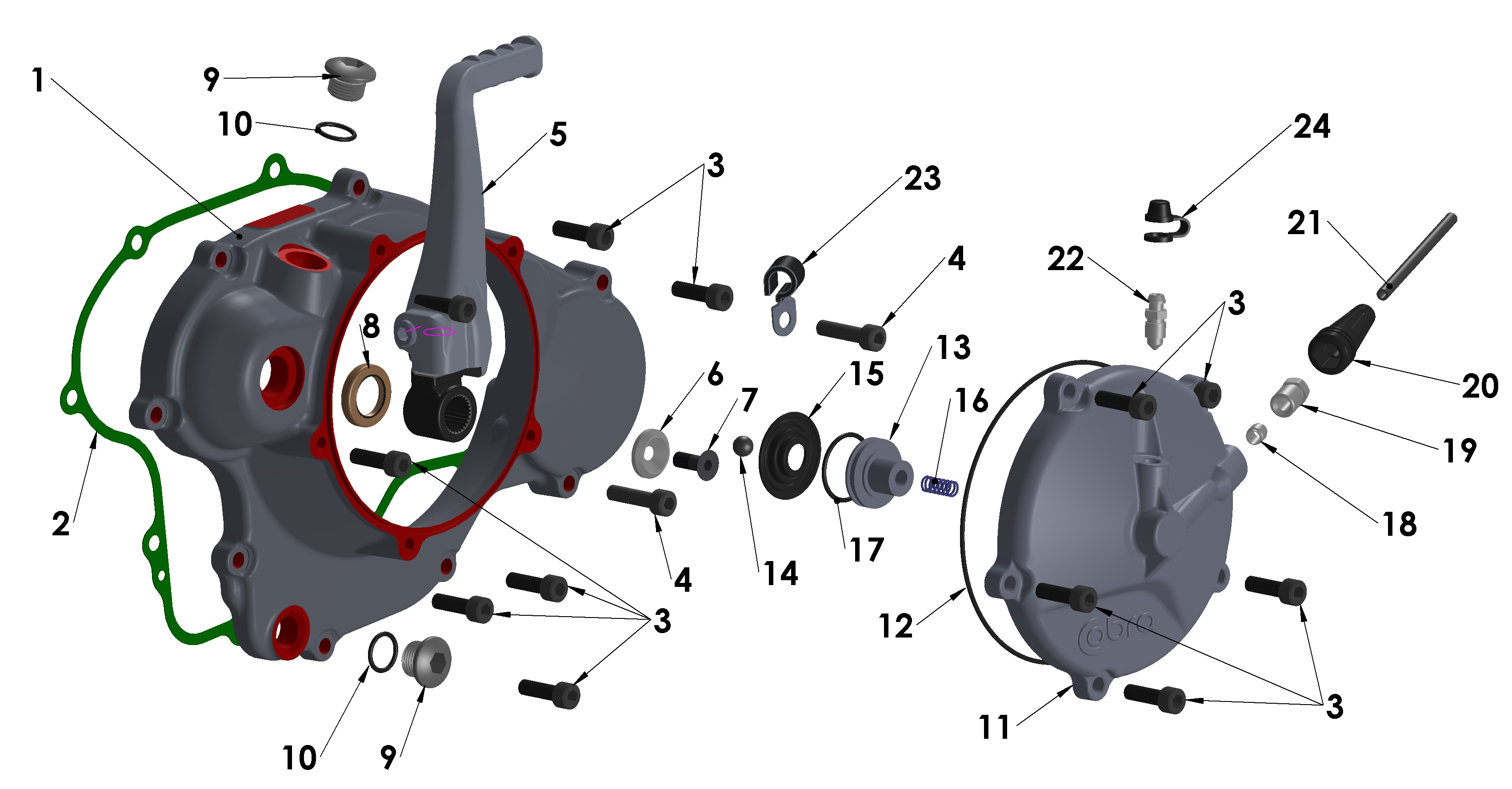ENGINE CLUTCH & KICK COVER