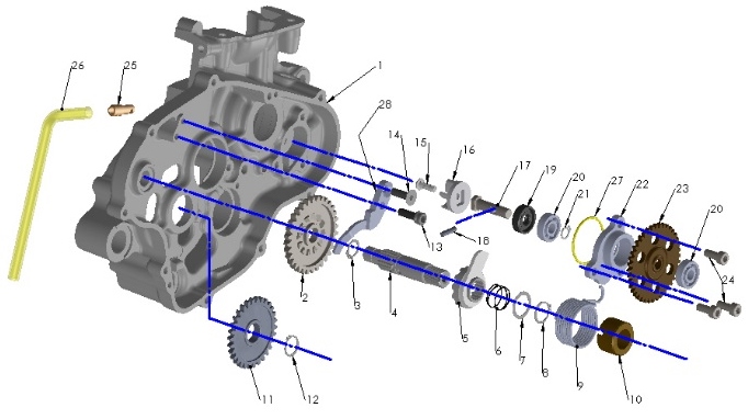 ENGINE KICK MECHANISM & WATER PUMP