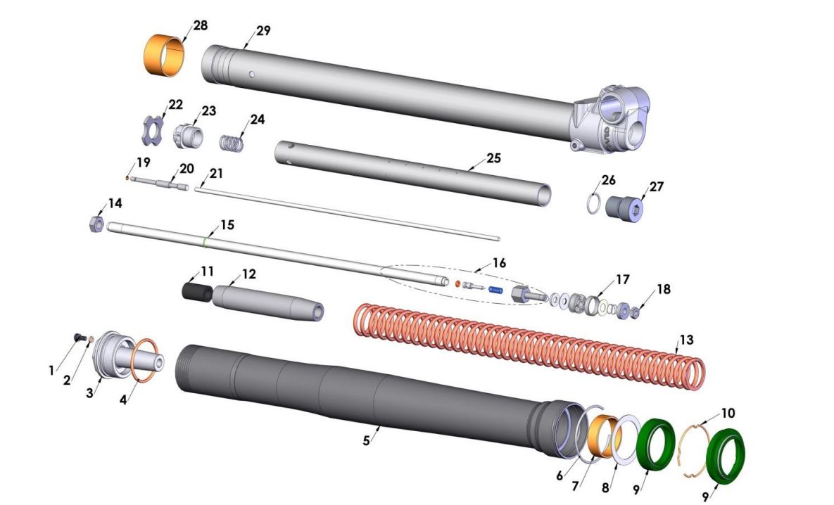 FORKS LEG ASSEMBLY NON-BRAKE SIDE
