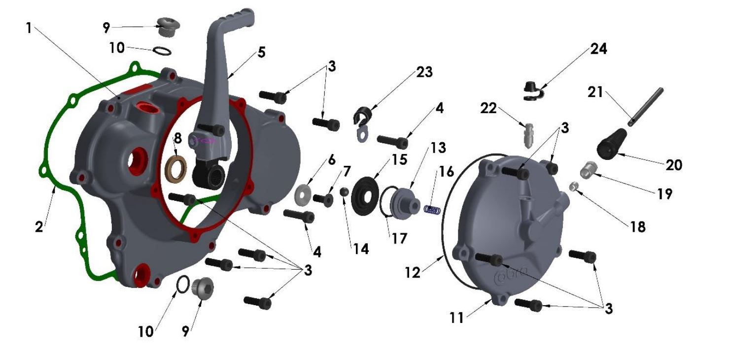 ENGINE CLUTCH & KICK COVER