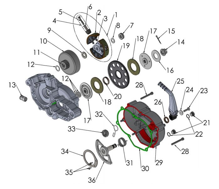 ENGINE CLUTCH & KICK LEVER