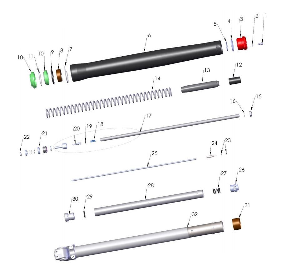FORKS LEG ASSEMBLY NON-BRAKE SIDE