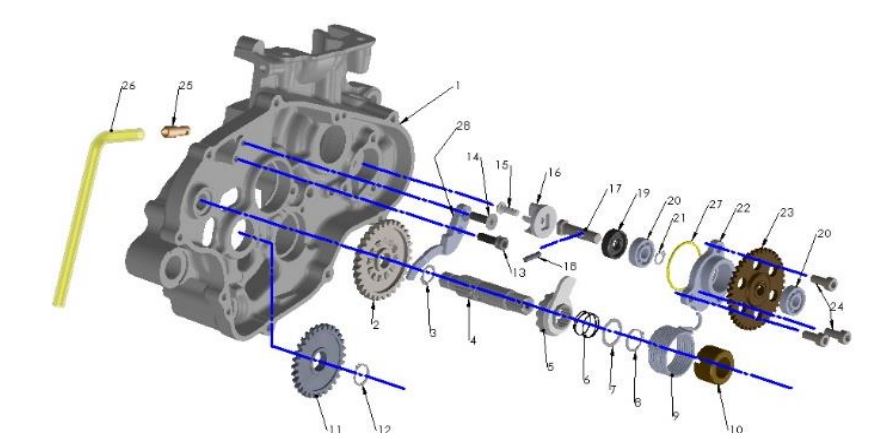 ENGINE KICK MECHANISM & WATER PUMP