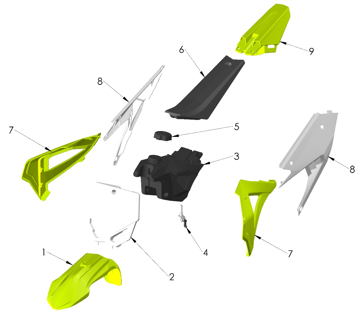 PLASTIC BODYWORK - SEAT AND TANK