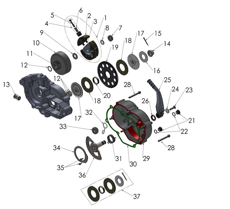 ENGINE CLUTCH & KICK LEVER
