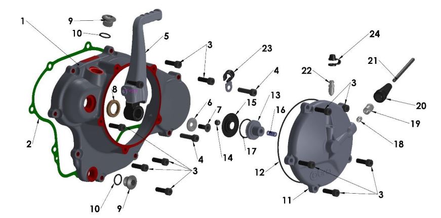 ENGINE CLUTCH & KICK COVER