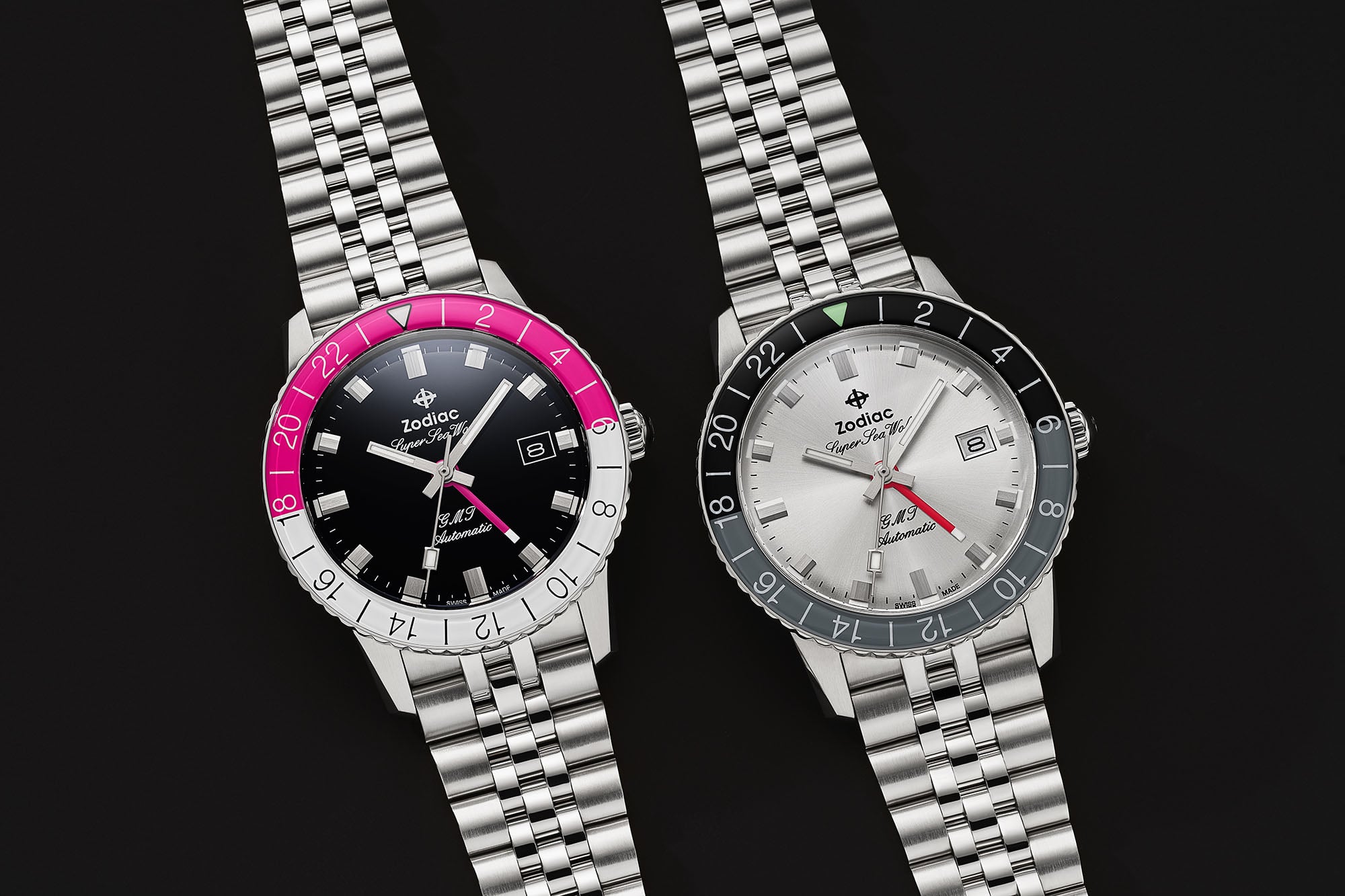 腕時計(アナログ) Zodiac Super Sea Wolf GMT Super Sea Wolf GMT (2024) Automatic | Silver Dial – Windup Watch Shop