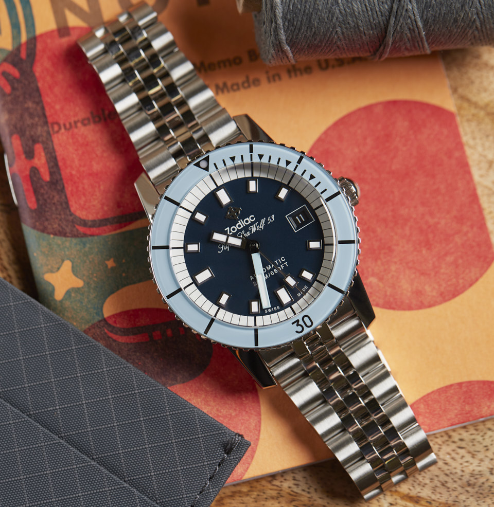 Zodiac Super Sea Wolf Compression - Blue Dial Watch Dark Blue with white accents