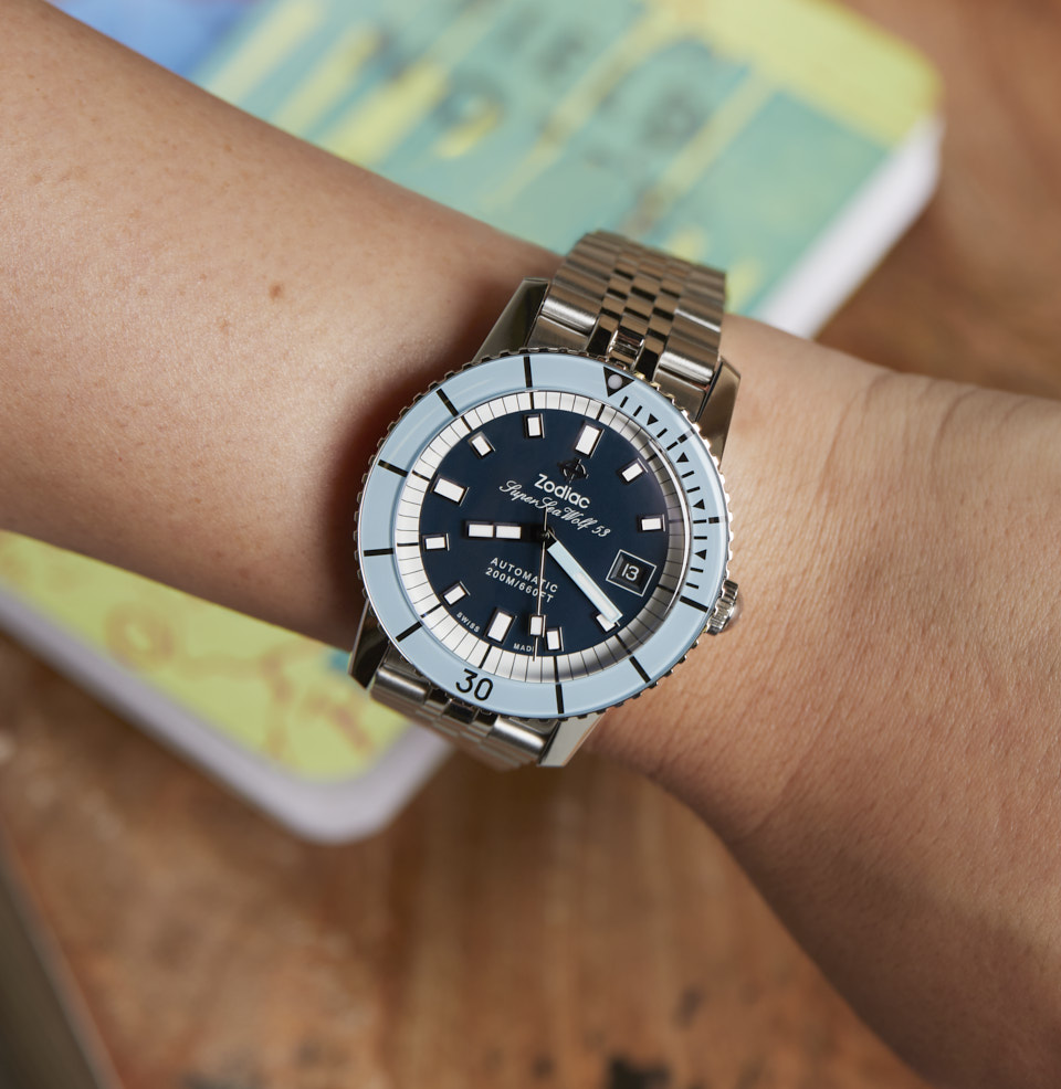 Zodiac Super Sea Wolf Compression - Blue Dial Watch 40mm case size
