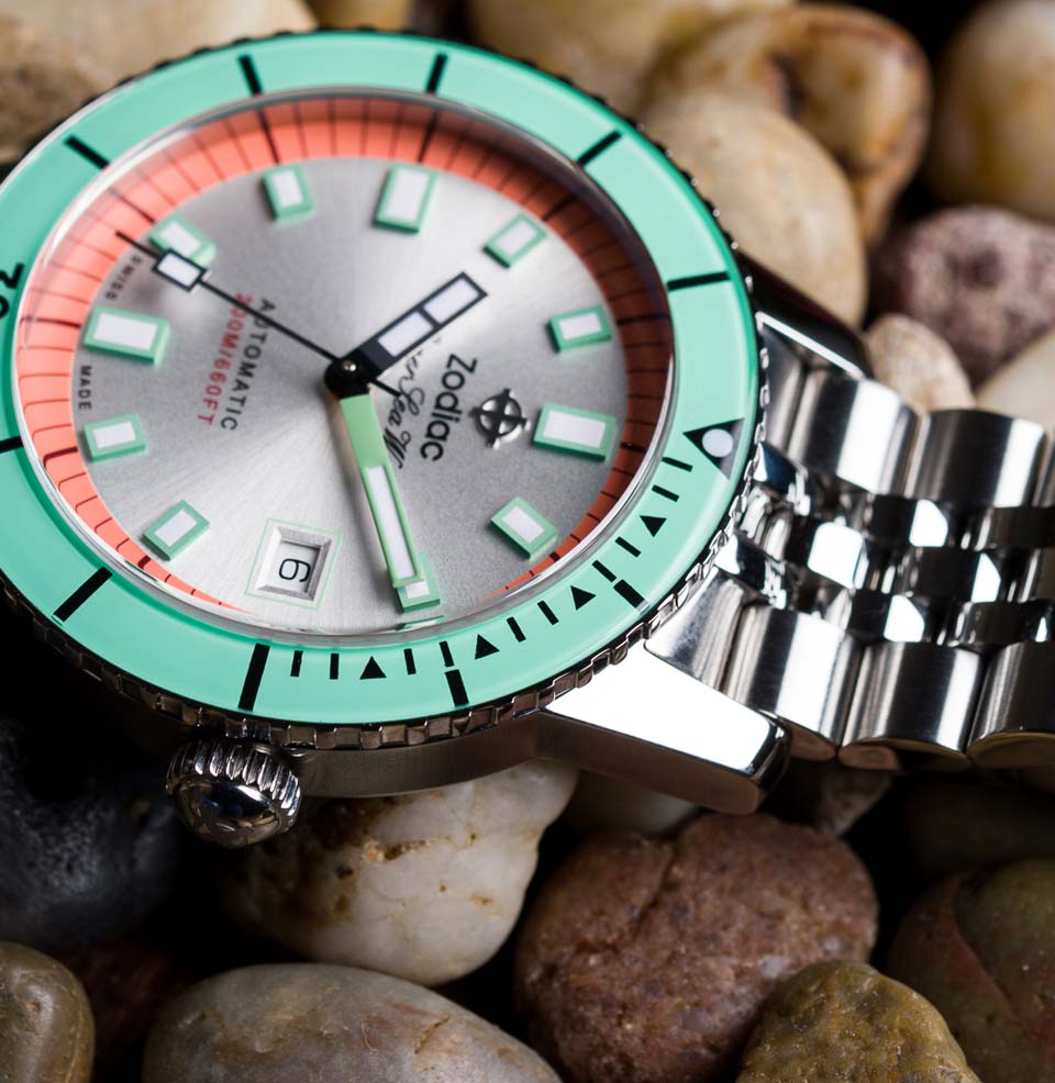 Zodiac Super Sea Wolf Compression - Watermelon Watch Vintage Bezel design