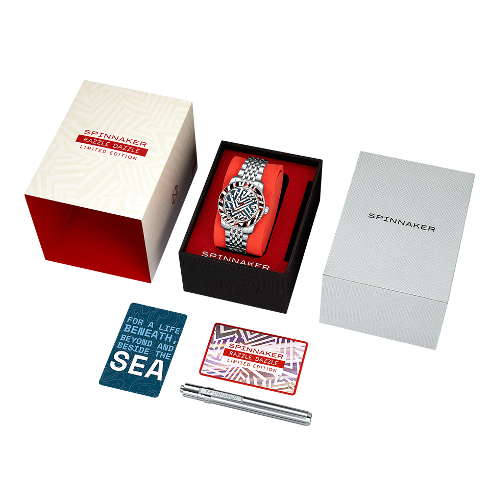 Spinnaker Fleuss 40 Automatic Razzle Dazzle Limited Edition Watch Full Package