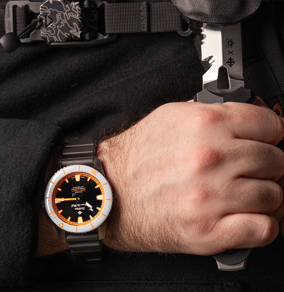 Zodiac x GiantMouse Super Sea Wolf Pro-Diver Watch Set 42mm Stainless Steel Case