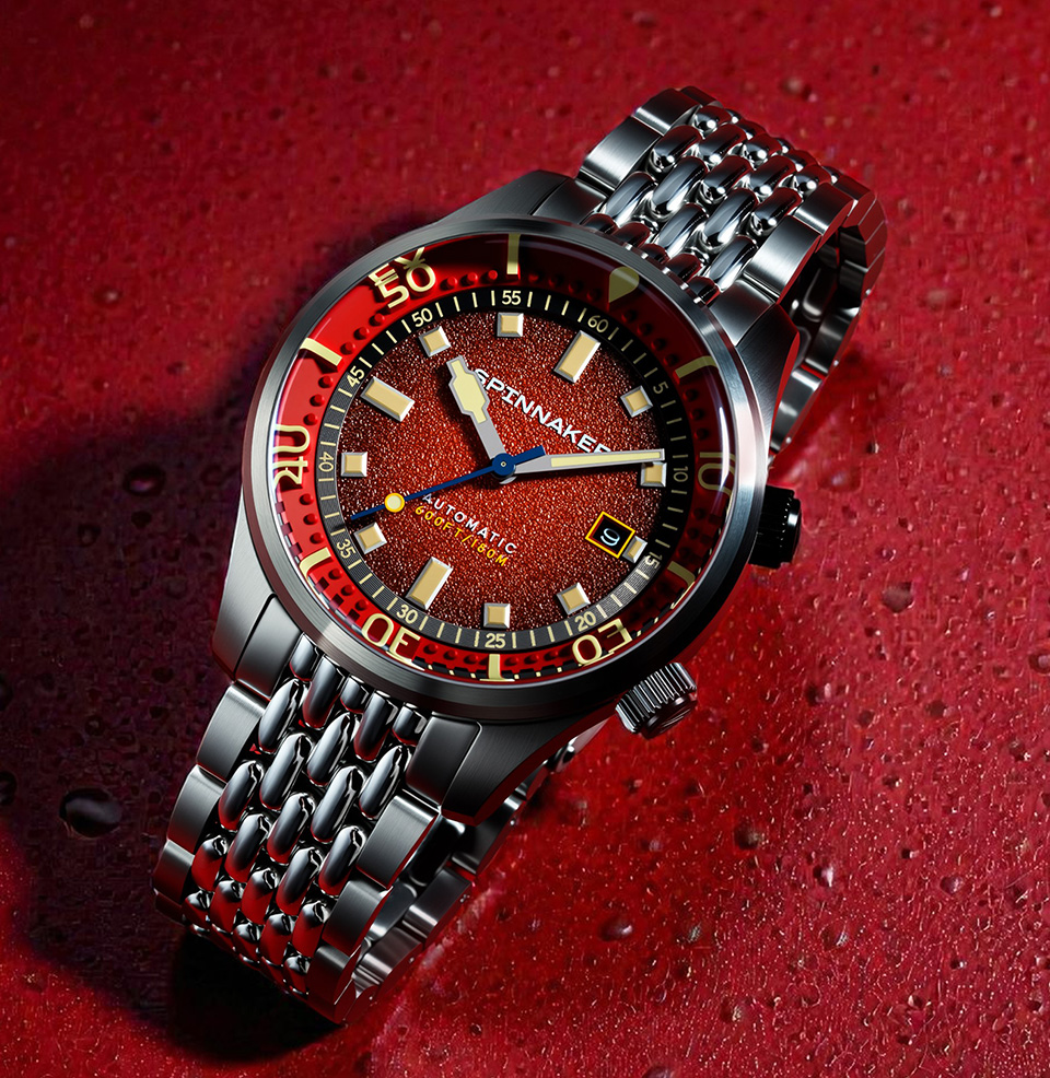 Spinnaker Bradner Automatic Red Reef Watch Textured Dial