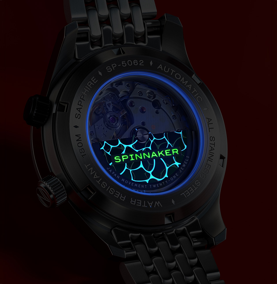 Spinnaker Bradner Automatic Red Reef Watch Luminous Rotor