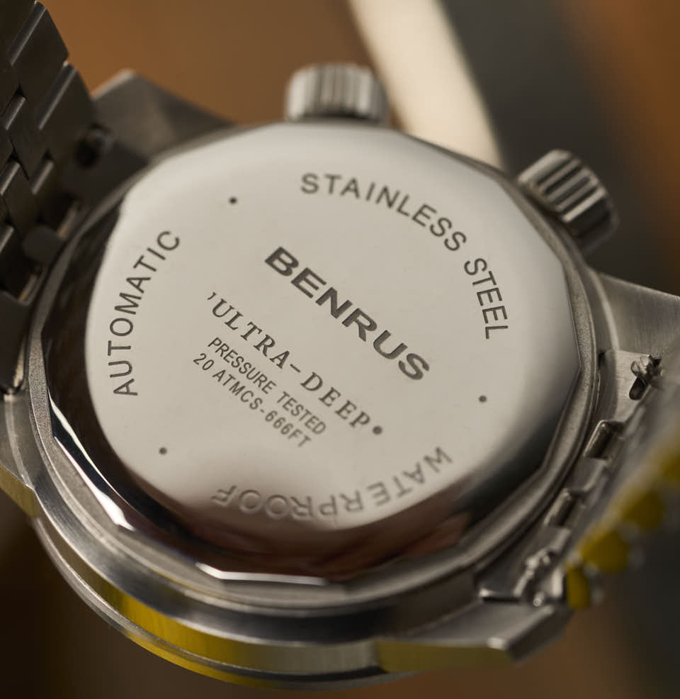 Ultra-Deep 36.5mm Diver ENGRAVED CASE BACK 