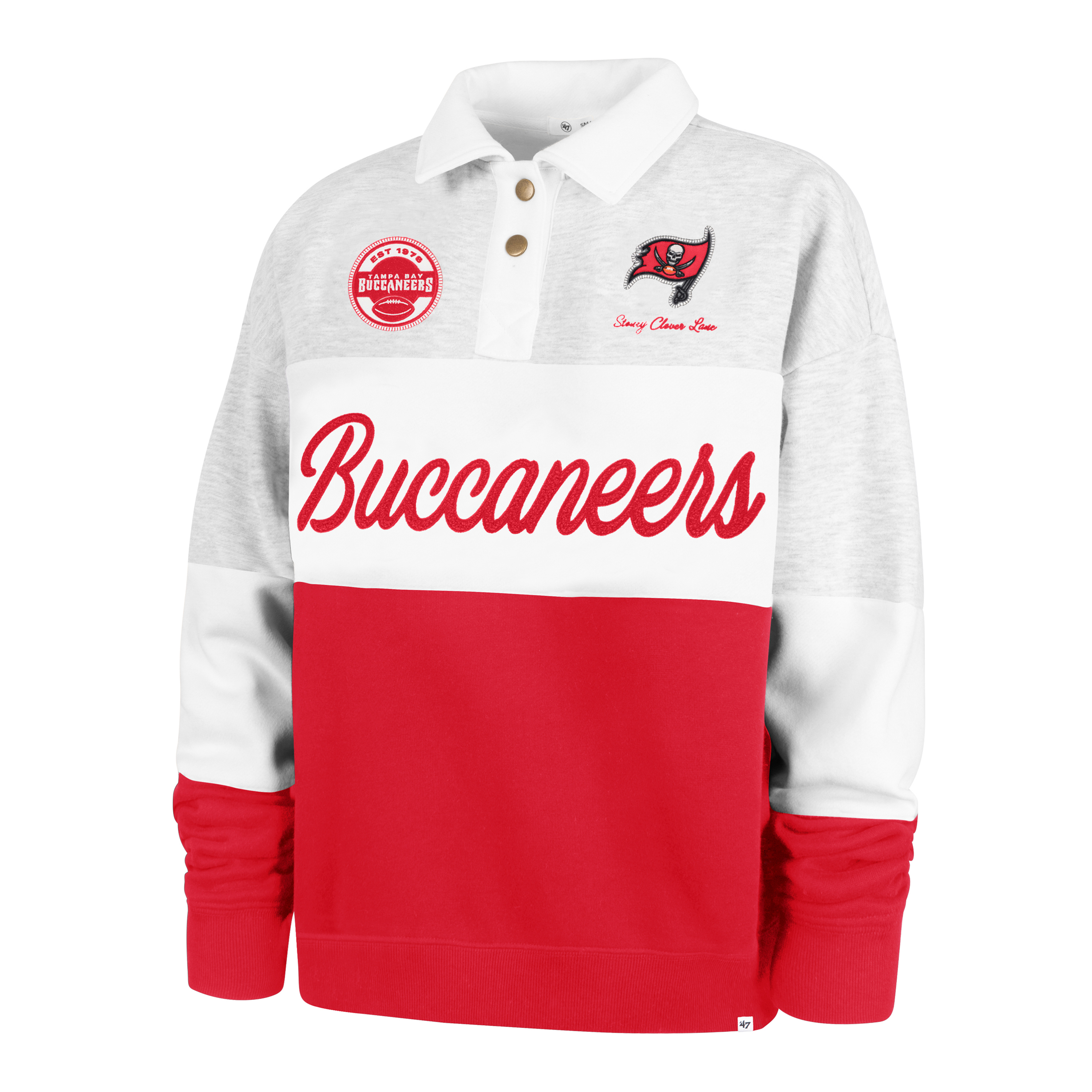 Stoney Clover Lane X '47 Tampa Bay Buccaneers Paneled Rugby Sweatshirt