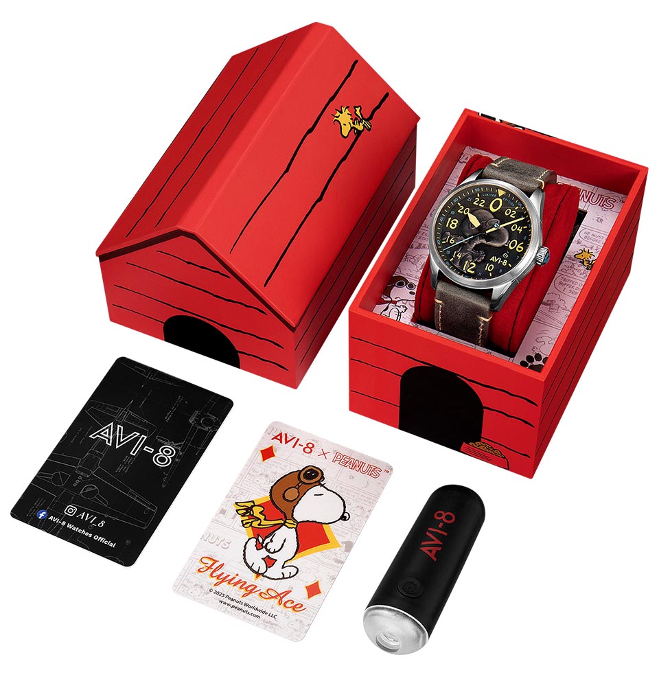 AVI-8 Spitfire Peanuts Snoopy Flying Ace 24-Hour Limited Edition Watch Collectible Box Set