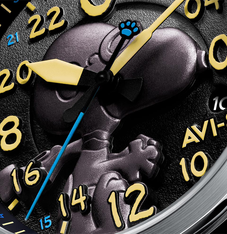 AVI-8 Spitfire Peanuts Snoopy Flying Ace 24-Hour Limited Edition Watch 3D Snoopy Pilot Dial