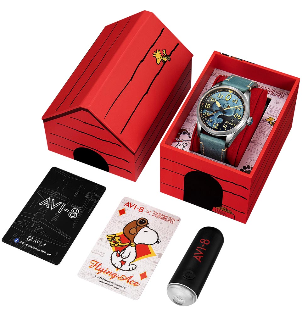 AVI-8 Spitfire Peanuts Snoopy Flying Ace 24-Hour Limited Edition Watch Collectible Box Set