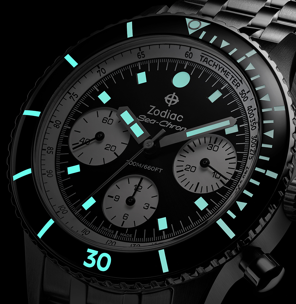 Sea-Chron Automatic | Black Dial Lumed Bezel and Dial